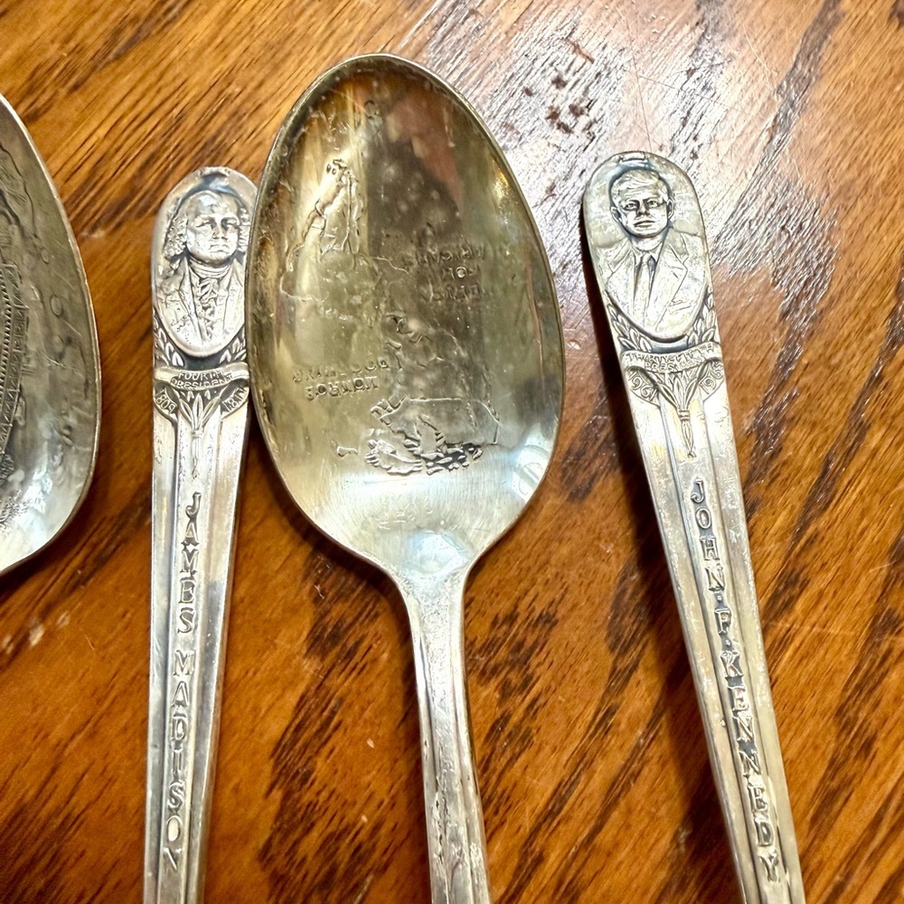 Vintage Silver Plate Collectible U.S. Presidents Spoons Set of 6 - Picture 3 of 8